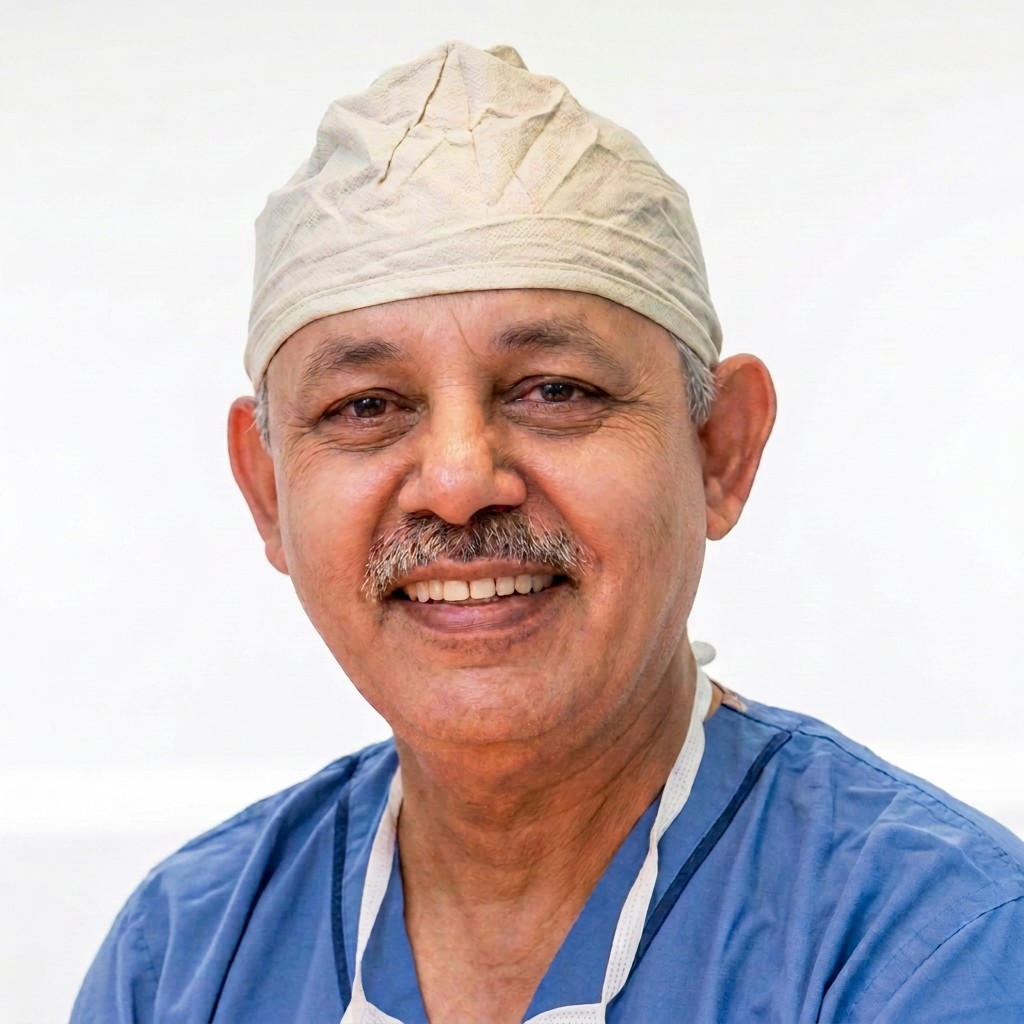 Dr. Man Mohan Varma, MS Surgery, in surgical scrubs